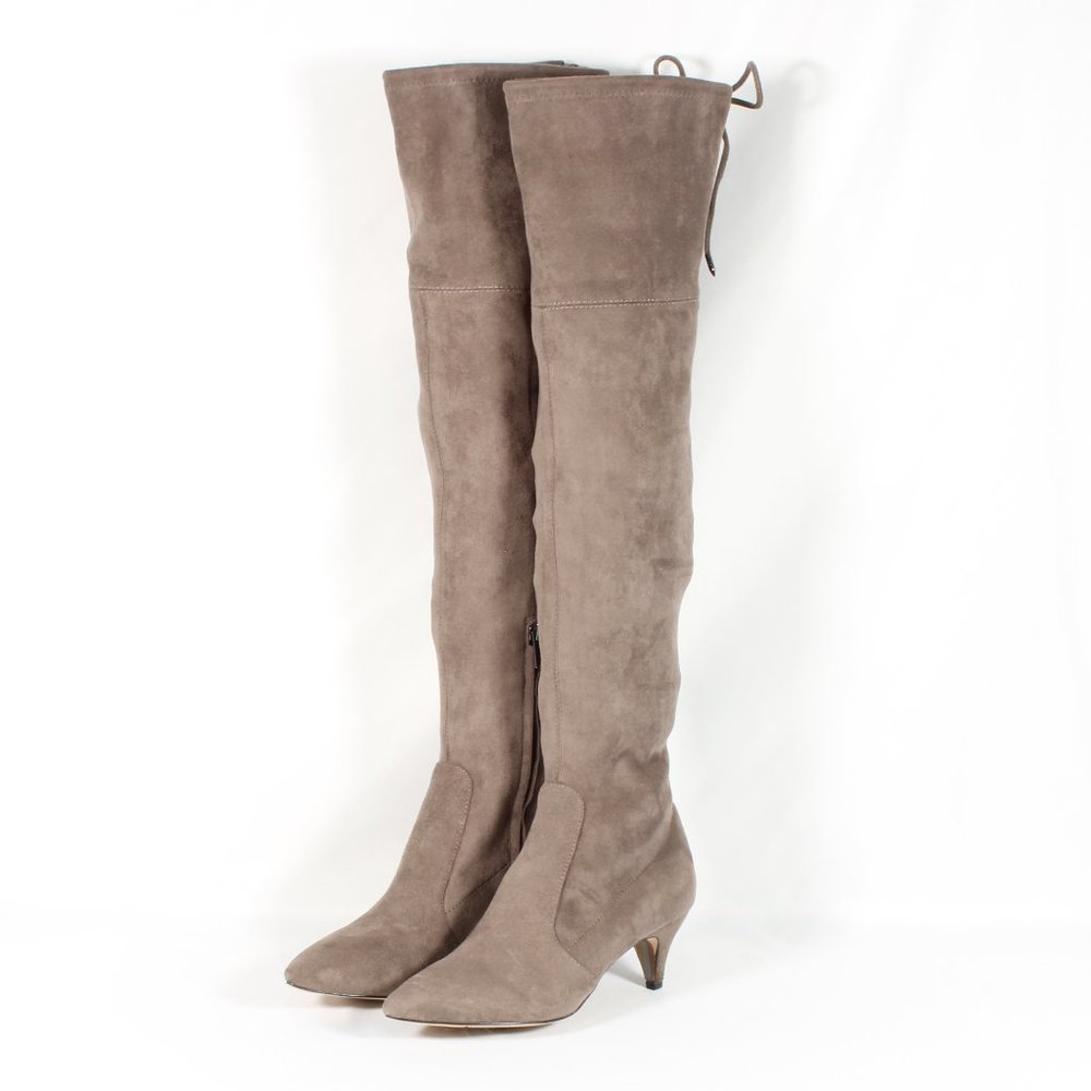 Sam Edelman Over The Knee Gray Suede Heel Boots